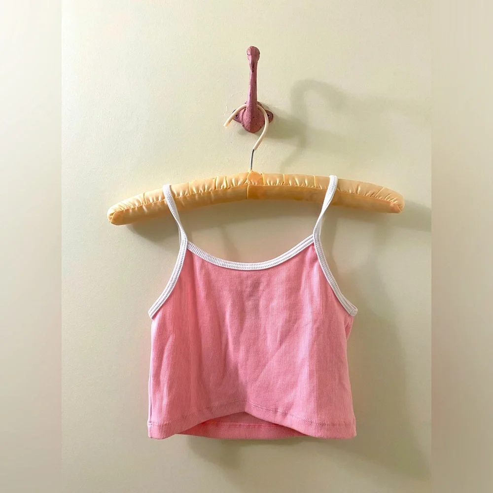 Roxy Pink Ribbed Crop Top - Picture 2 of 3